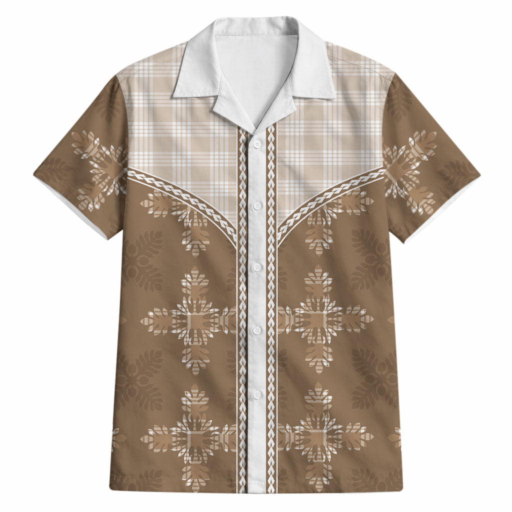 Beige Hawaii Paniolo Quilt Motif Hawaiian Shirt LT05 Beige - Polynesian Pride