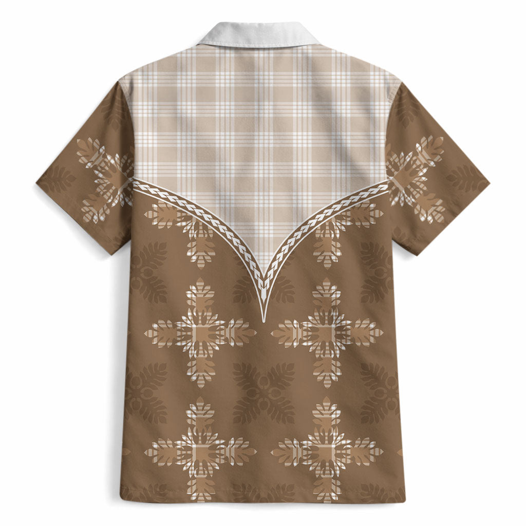Beige Hawaii Paniolo Quilt Motif Hawaiian Shirt LT05 - Polynesian Pride