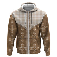 Beige Hawaii Paniolo Quilt Motif Hoodie LT05 Zip Hoodie Beige - Polynesian Pride