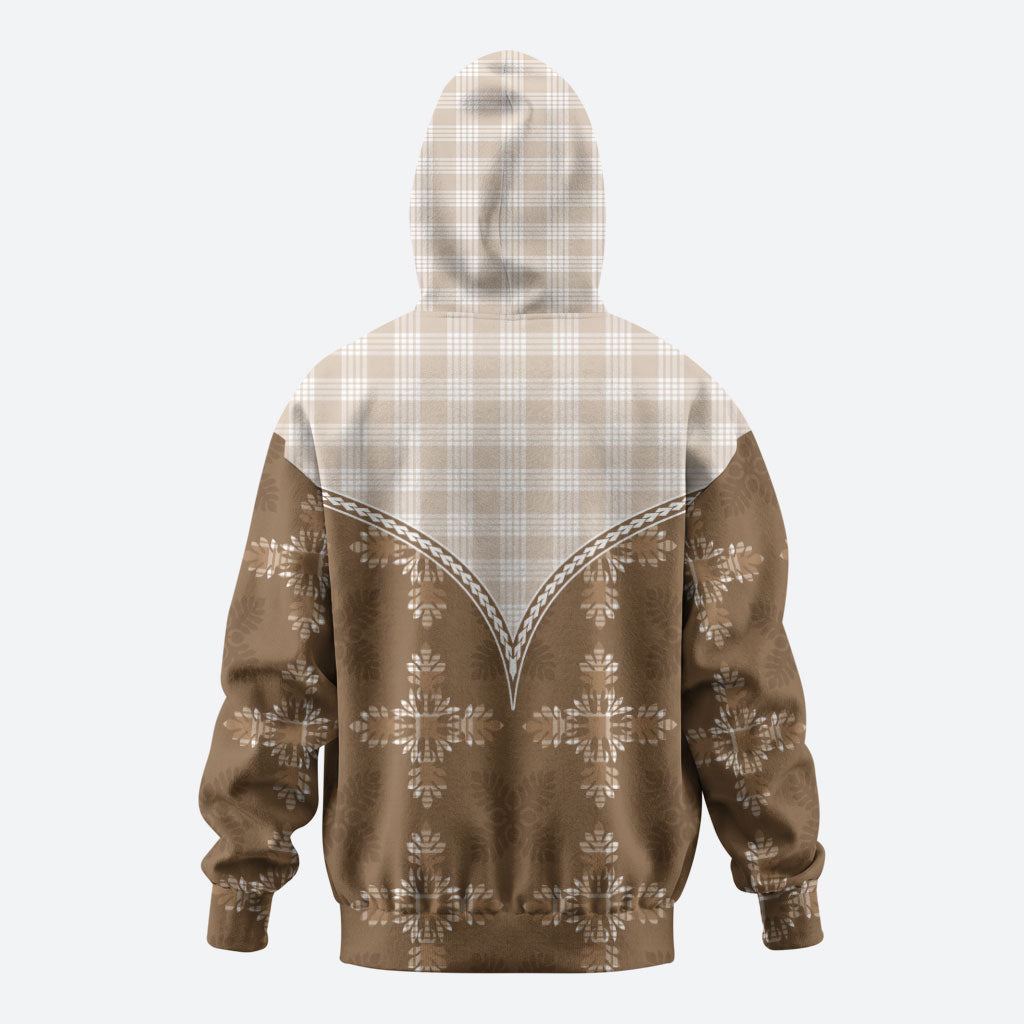 Beige Hawaii Paniolo Quilt Motif Hoodie LT05 - Polynesian Pride