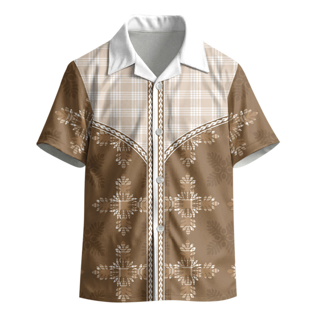Beige Hawaii Paniolo Quilt Motif Kid Hawaiian Shirt LT05 - Polynesian Pride