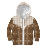 Beige Hawaii Paniolo Quilt Motif Kid Hoodie LT05 Hoodie Beige - Polynesian Pride