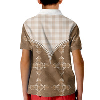 Beige Hawaii Paniolo Quilt Motif Kid Polo Shirt LT05 - Polynesian Pride