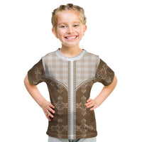 Beige Hawaii Paniolo Quilt Motif Kid T Shirt LT05 Beige - Polynesian Pride