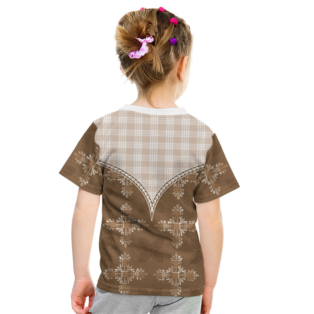 Beige Hawaii Paniolo Quilt Motif Kid T Shirt LT05 - Polynesian Pride