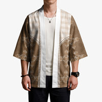 Beige Hawaii Paniolo Quilt Motif Kimono LT05 - Polynesian Pride
