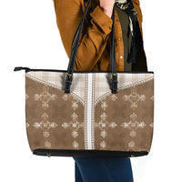 Beige Hawaii Paniolo Quilt Motif Leather Tote Bag LT05 - Polynesian Pride