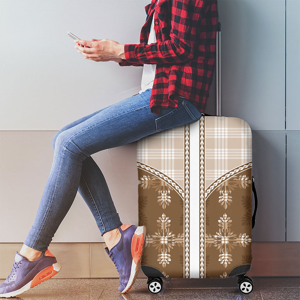 Beige Hawaii Paniolo Quilt Motif Luggage Cover LT05 - Polynesian Pride