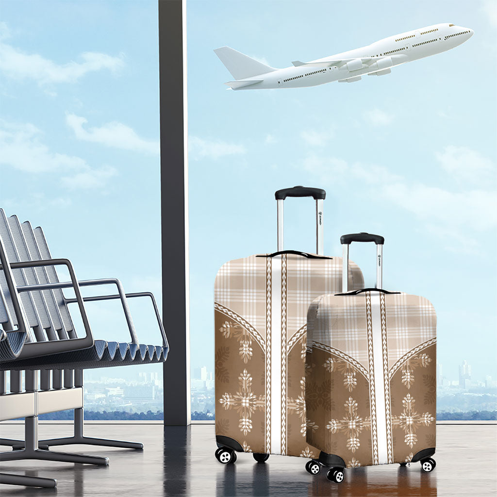 Beige Hawaii Paniolo Quilt Motif Luggage Cover LT05 - Polynesian Pride