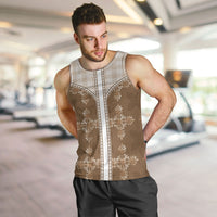 Beige Hawaii Paniolo Quilt Motif Men Tank Top LT05 Beige - Polynesian Pride