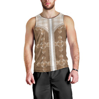 Beige Hawaii Paniolo Quilt Motif Men Tank Top LT05 - Polynesian Pride
