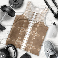 Beige Hawaii Paniolo Quilt Motif Men Tank Top LT05 - Polynesian Pride
