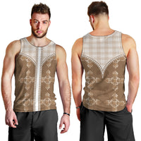 Beige Hawaii Paniolo Quilt Motif Men Tank Top LT05 - Polynesian Pride