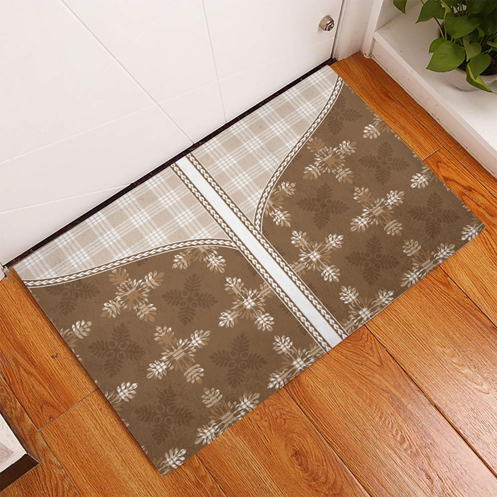Beige Hawaii Paniolo Quilt Motif Rubber Doormat LT05 - Polynesian Pride