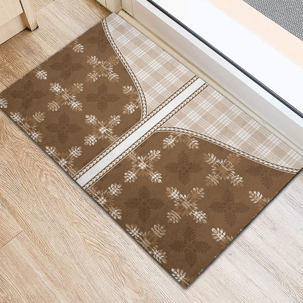 Beige Hawaii Paniolo Quilt Motif Rubber Doormat LT05 - Polynesian Pride