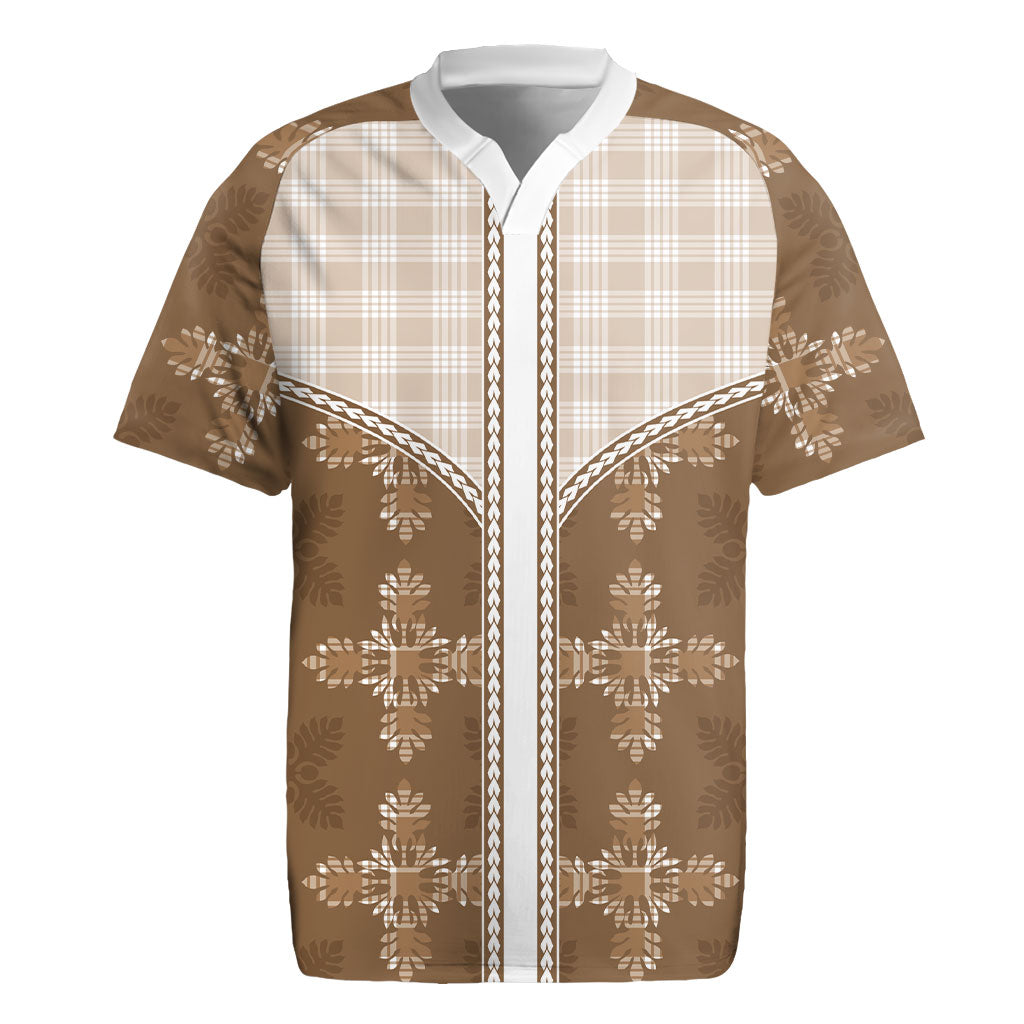 Beige Hawaii Paniolo Quilt Motif Rugby Jersey LT05 Beige - Polynesian Pride
