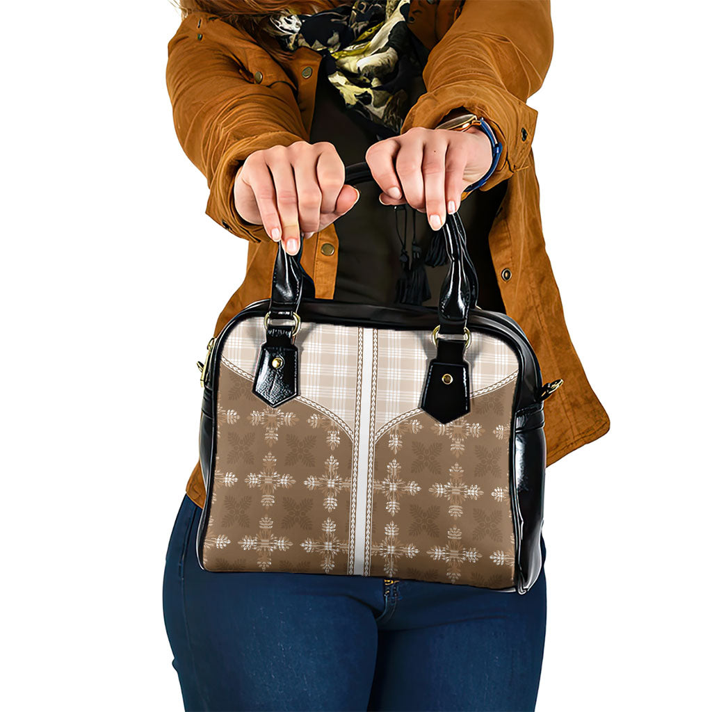 Beige Hawaii Paniolo Quilt Motif Shoulder Handbag LT05 One Size Beige - Polynesian Pride