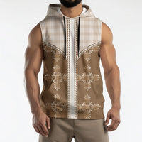 Beige Hawaii Paniolo Quilt Motif Sleeveless Hoodie LT05 - Polynesian Pride