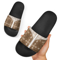 Beige Hawaii Paniolo Quilt Motif Slide Sandals LT05 - Polynesian Pride