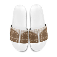 Beige Hawaii Paniolo Quilt Motif Slide Sandals LT05 Beige - Polynesian Pride