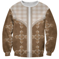 Beige Hawaii Paniolo Quilt Motif Sweatshirt LT05 Unisex Beige - Polynesian Pride