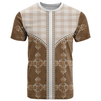 Beige Hawaii Paniolo Quilt Motif T Shirt LT05 Beige - Polynesian Pride
