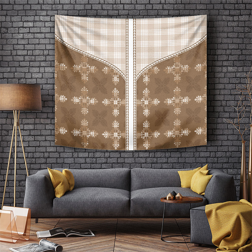 Beige Hawaii Paniolo Quilt Motif Tapestry LT05 Beige - Polynesian Pride
