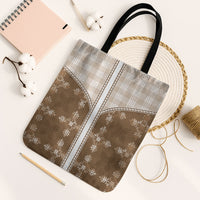Beige Hawaii Paniolo Quilt Motif Tote Bag LT05 Black Strap One Size Beige - Polynesian Pride