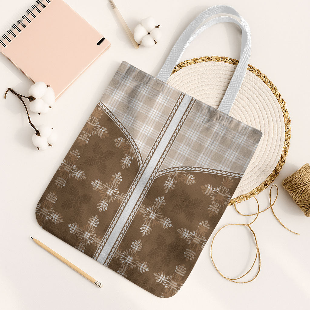 Beige Hawaii Paniolo Quilt Motif Tote Bag LT05 White Strap One Size Beige - Polynesian Pride