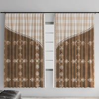 Beige Hawaii Paniolo Quilt Motif Window Curtain LT05 With Hooks Beige - Polynesian Pride