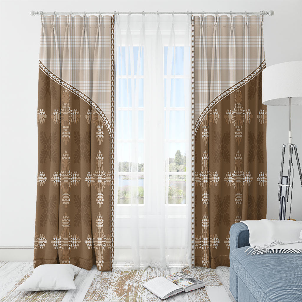 Beige Hawaii Paniolo Quilt Motif Window Curtain LT05 - Polynesian Pride