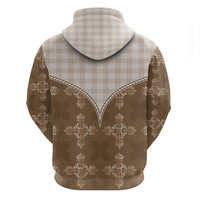 Beige Hawaii Paniolo Quilt Motif Zip Hoodie LT05 - Polynesian Pride