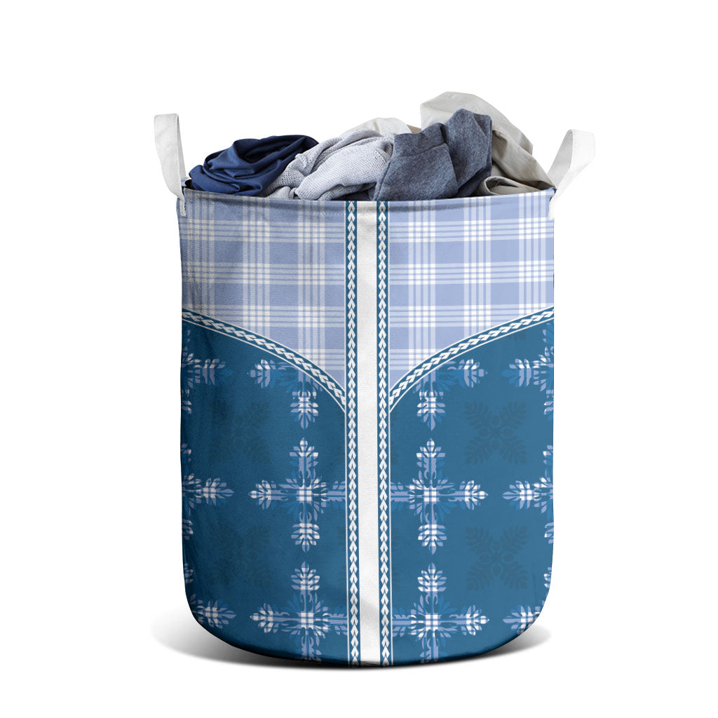 Blue Hawaii Paniolo Quilt Motif Laundry Basket LT05 - Polynesian Pride