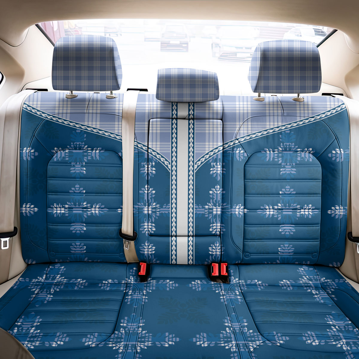 Blue Hawaii Paniolo Quilt Motif Back Car Seat Cover LT05 - Polynesian Pride