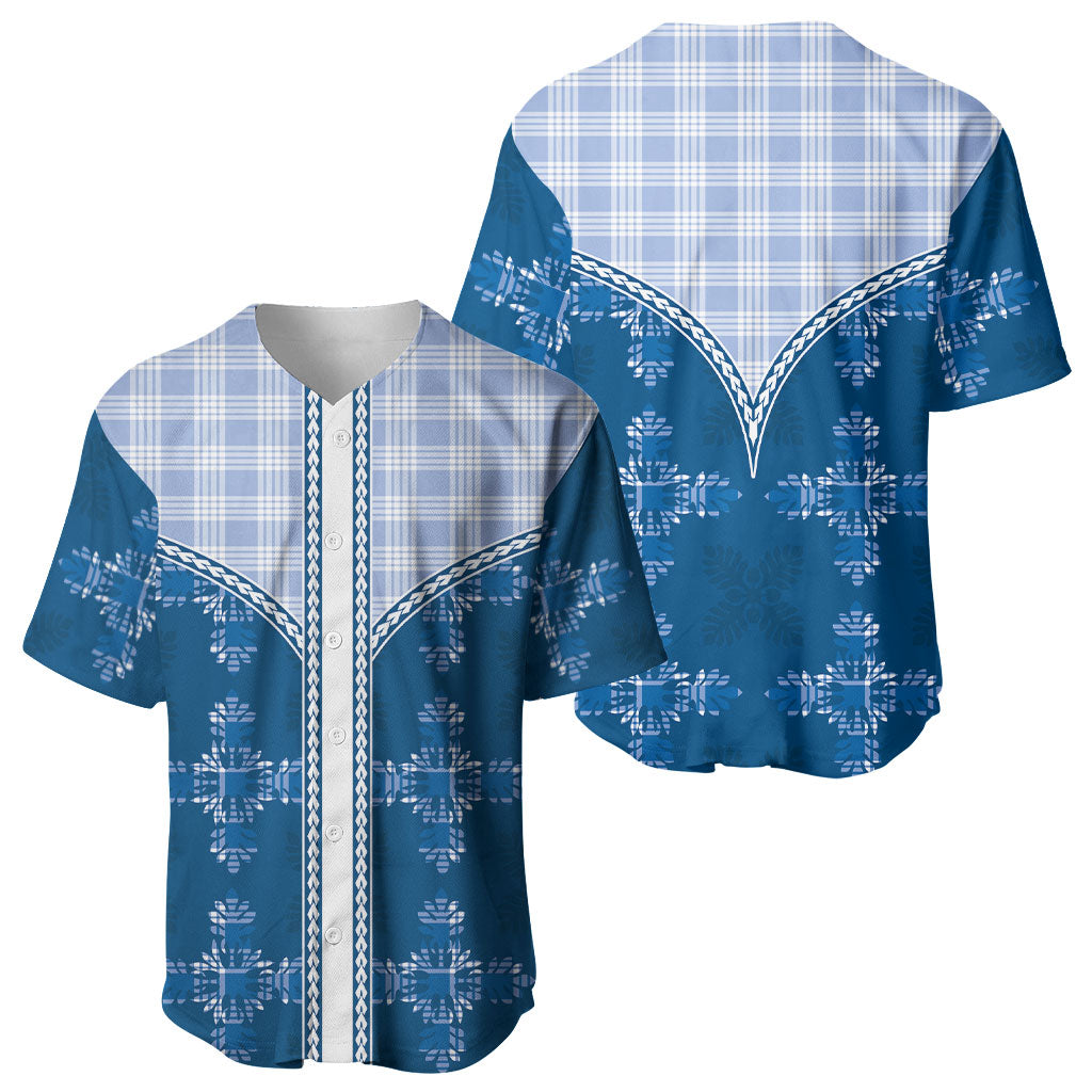 Blue Hawaii Paniolo Quilt Motif Baseball Jersey LT05 - Polynesian Pride