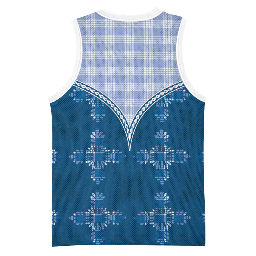 Blue Hawaii Paniolo Quilt Motif Basketball Jersey LT05 - Polynesian Pride