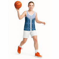 Blue Hawaii Paniolo Quilt Motif Basketball Jersey LT05 - Polynesian Pride