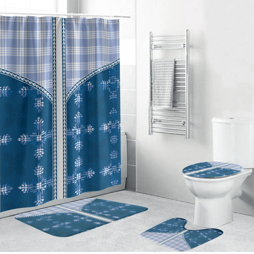 Blue Hawaii Paniolo Quilt Motif Bathroom Set
