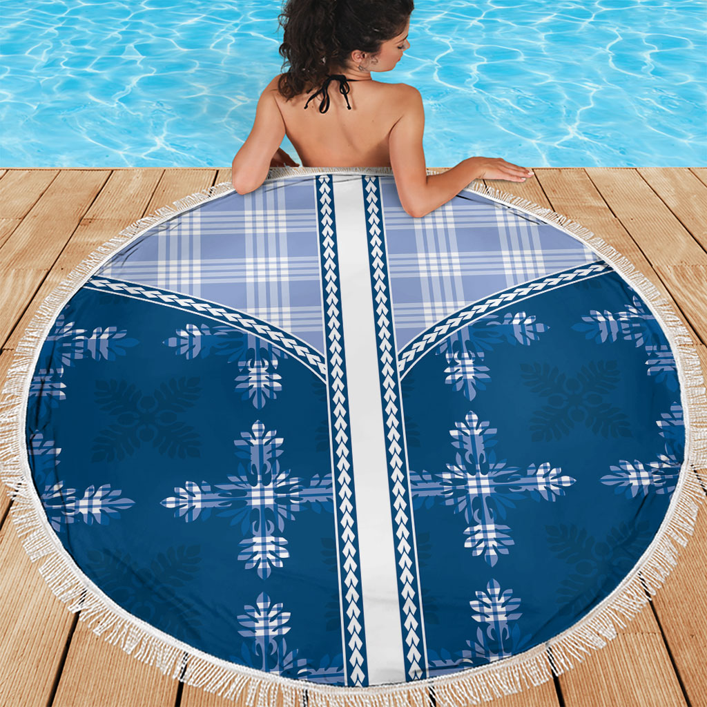 Blue Hawaii Paniolo Quilt Motif Beach Blanket LT05 - Polynesian Pride