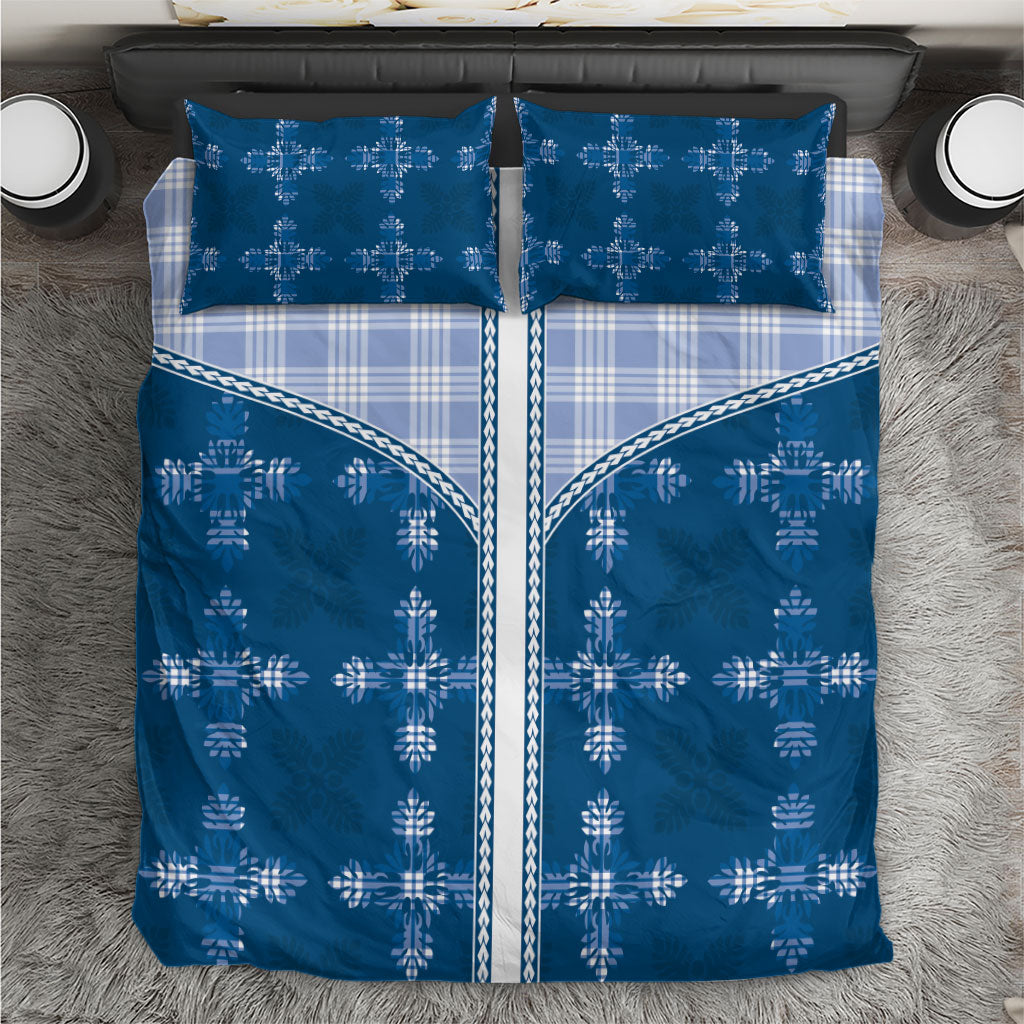 Blue Hawaii Paniolo Quilt Motif Bedding Set
