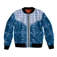 Blue Hawaii Paniolo Quilt Motif Bomber Jacket LT05 Unisex Blue - Polynesian Pride