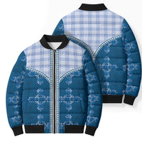 Blue Hawaii Paniolo Quilt Motif Bomber Puffer Jacket LT05 - Polynesian Pride