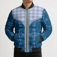 Blue Hawaii Paniolo Quilt Motif Bomber Puffer Jacket LT05 - Polynesian Pride