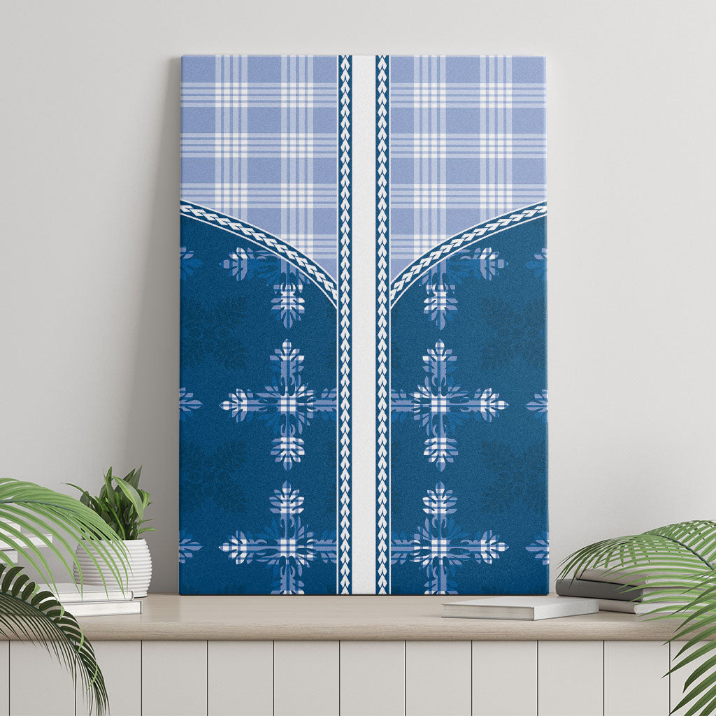 Blue Hawaii Paniolo Quilt Motif Canvas Wall Art LT05 - Polynesian Pride