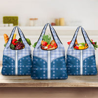 Blue Hawaii Paniolo Quilt Motif Grocery Bag LT05 3-pack One Size Blue - Polynesian Pride