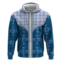 Blue Hawaii Paniolo Quilt Motif Hoodie LT05 Zip Hoodie Blue - Polynesian Pride