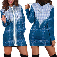 Blue Hawaii Paniolo Quilt Motif Hoodie Dress LT05 - Polynesian Pride