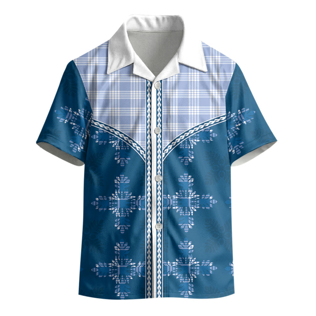 Blue Hawaii Paniolo Quilt Motif Kid Hawaiian Shirt LT05 - Polynesian Pride