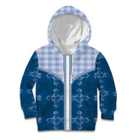 Blue Hawaii Paniolo Quilt Motif Kid Hoodie LT05 Hoodie Blue - Polynesian Pride