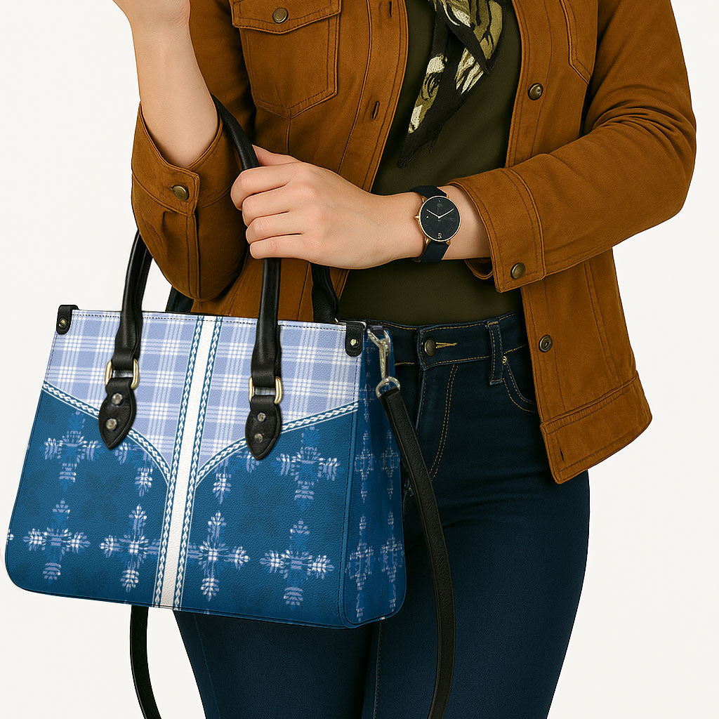 Blue Hawaii Paniolo Quilt Motif Leather Bag LT05 - Polynesian Pride